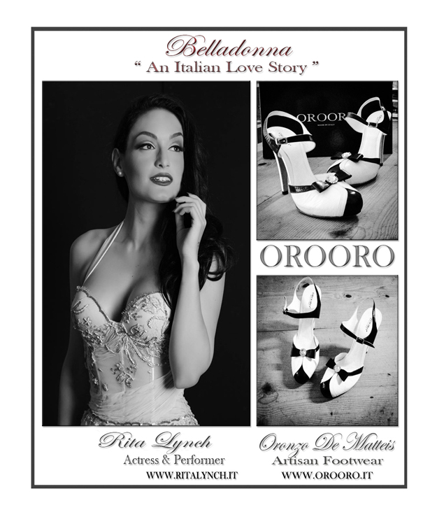 Attrice Rita Lynch indossa le calzature dello stilista OROORO Oronzo De Matteis 