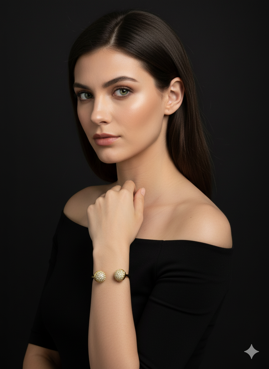 Bracciale Aurelia con Pendente a Y con sfere terminali decorate da brillanti swarovski