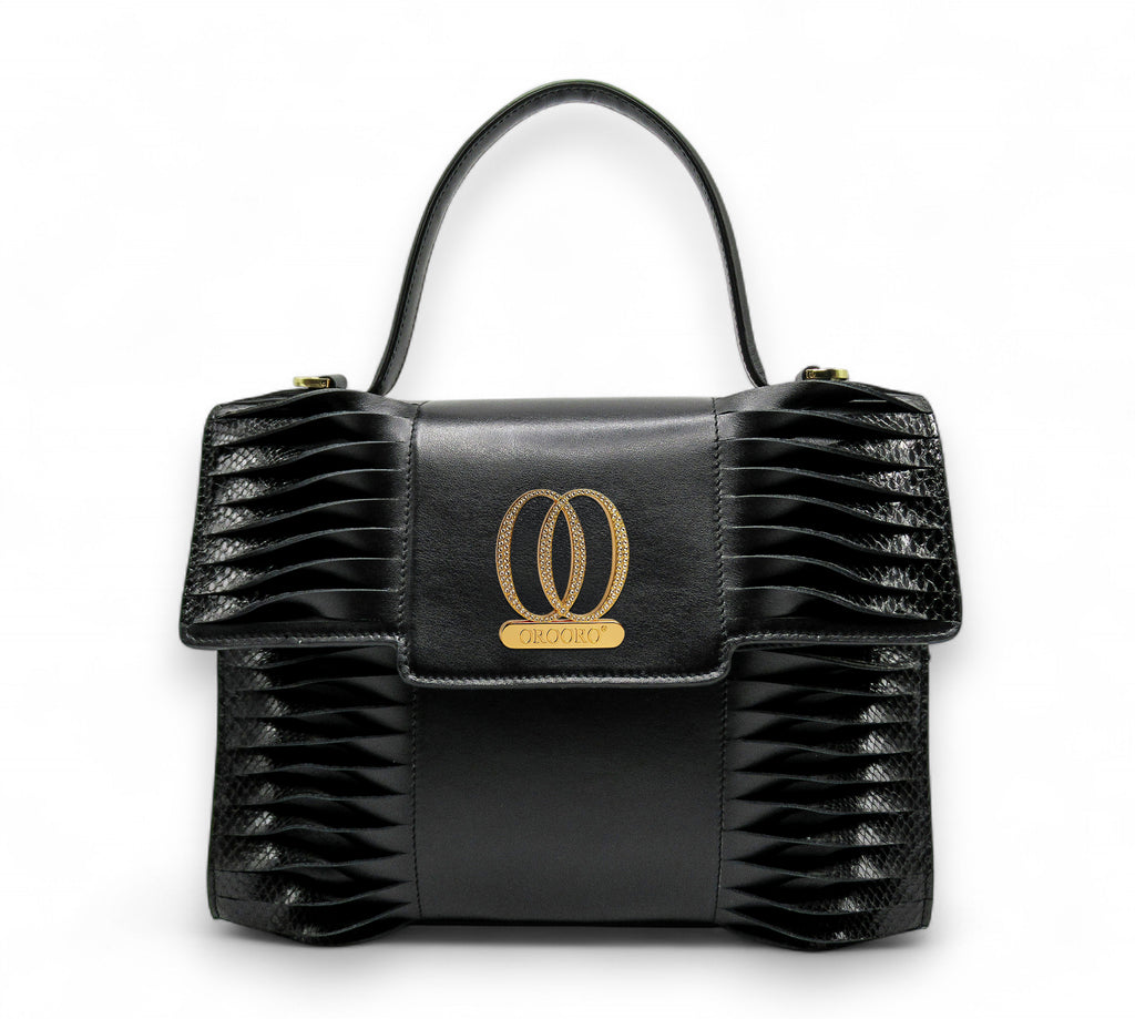 DIVINA | Borsa in Pelle Nappa e Rettile con Cristalli Swarovski®