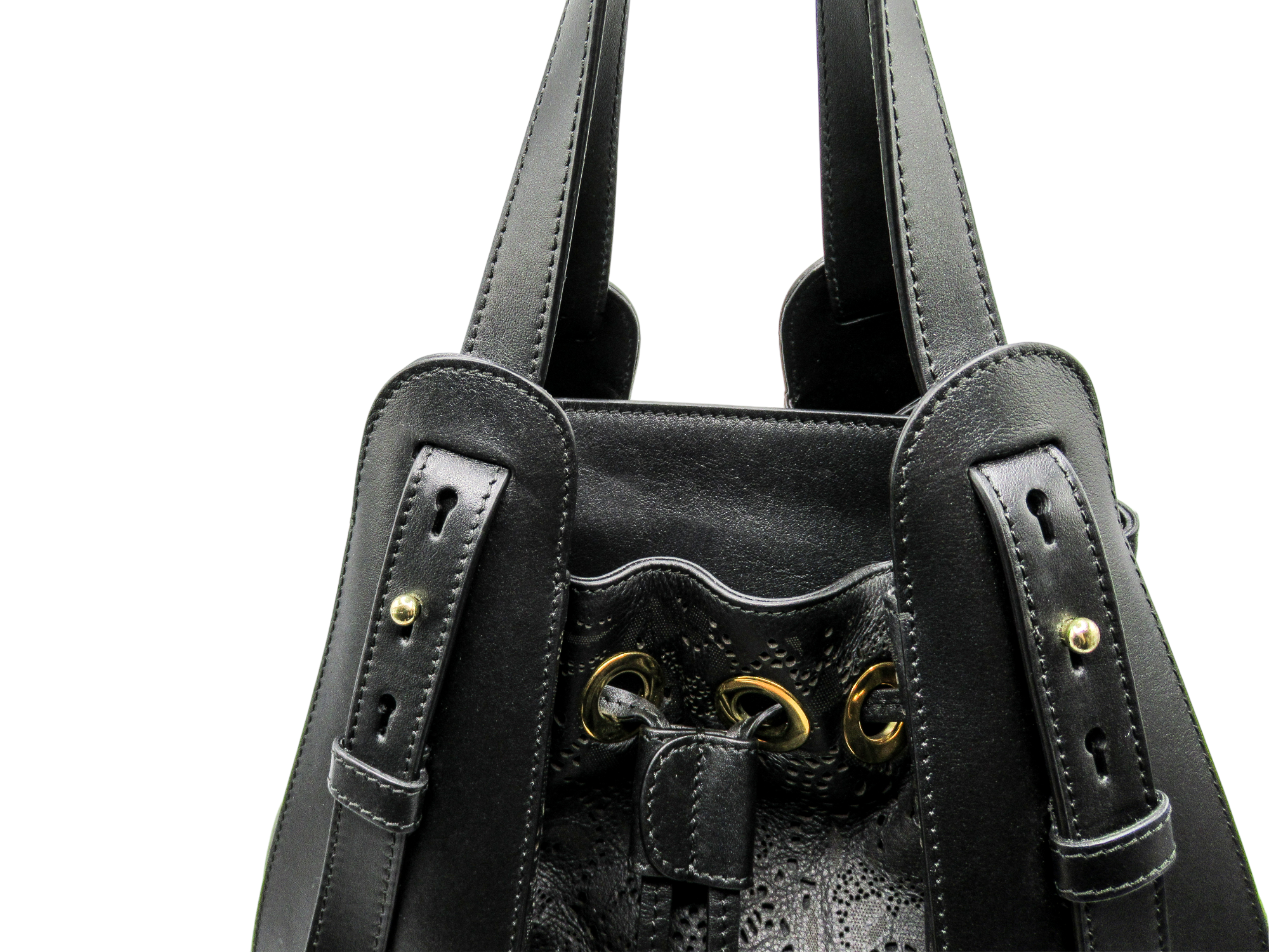 Borsa Eden in pelle con trafori laserati e logo di brillanti swarovski