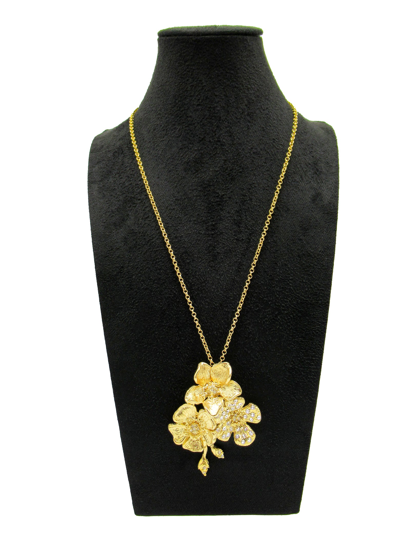 Collana Rose con pendente a tre Luminosi fiori impreziositi da swarovski