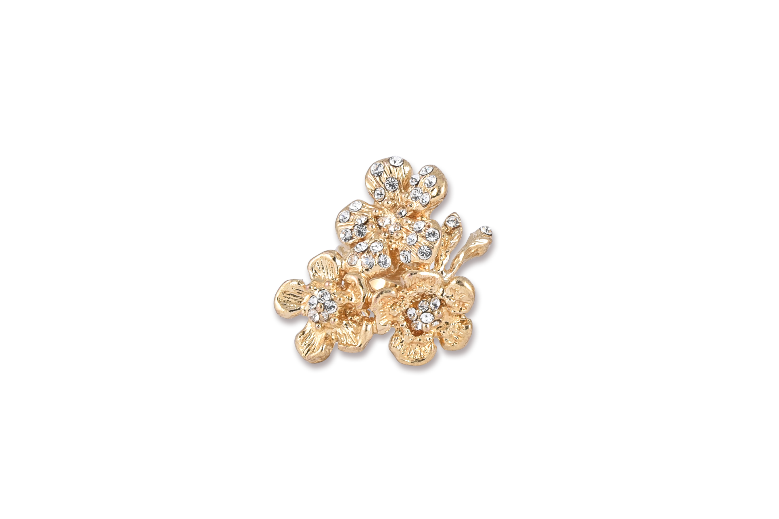 Anello Rose con pendente a tre “Luminosi e delicatissimi fiori”, impreziositi da punti luce in swarovski.