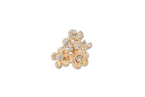Anello Rose con pendente a tre “Luminosi e delicatissimi fiori”, impreziositi da punti luce in swarovski.