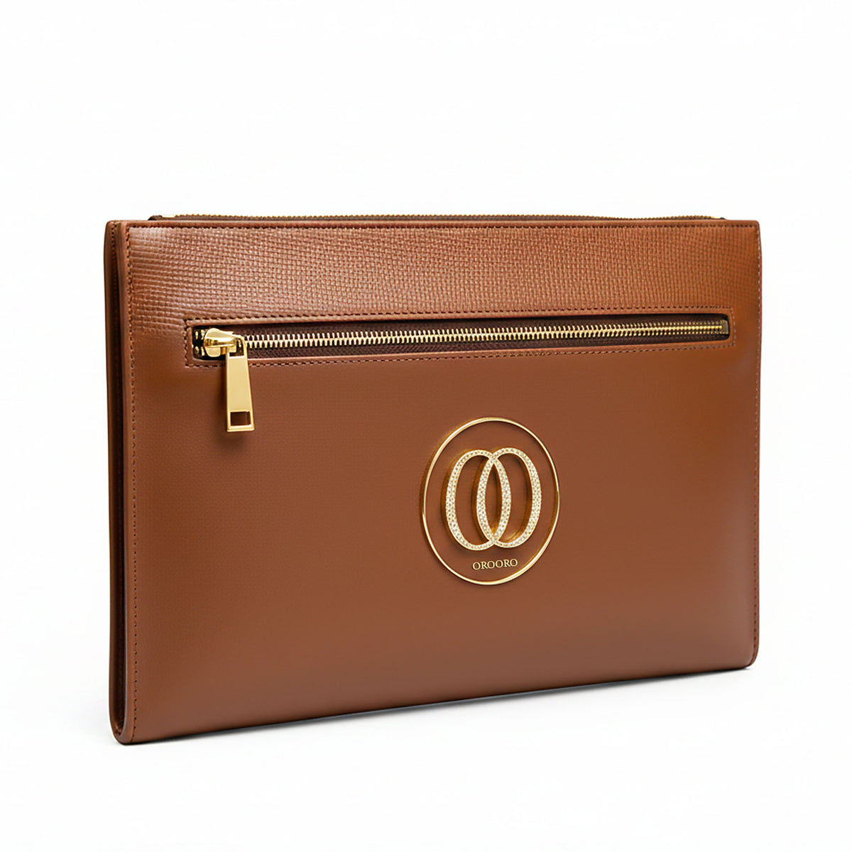 Borsello OROORO® in pelle nappa Praline con logo gold e zip dorata