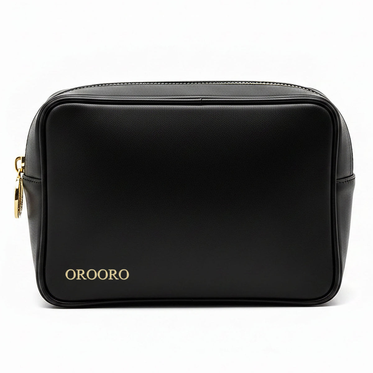 Beauty Case Zip Nappa Nero frontale – Collezione Desiderium OROORO®