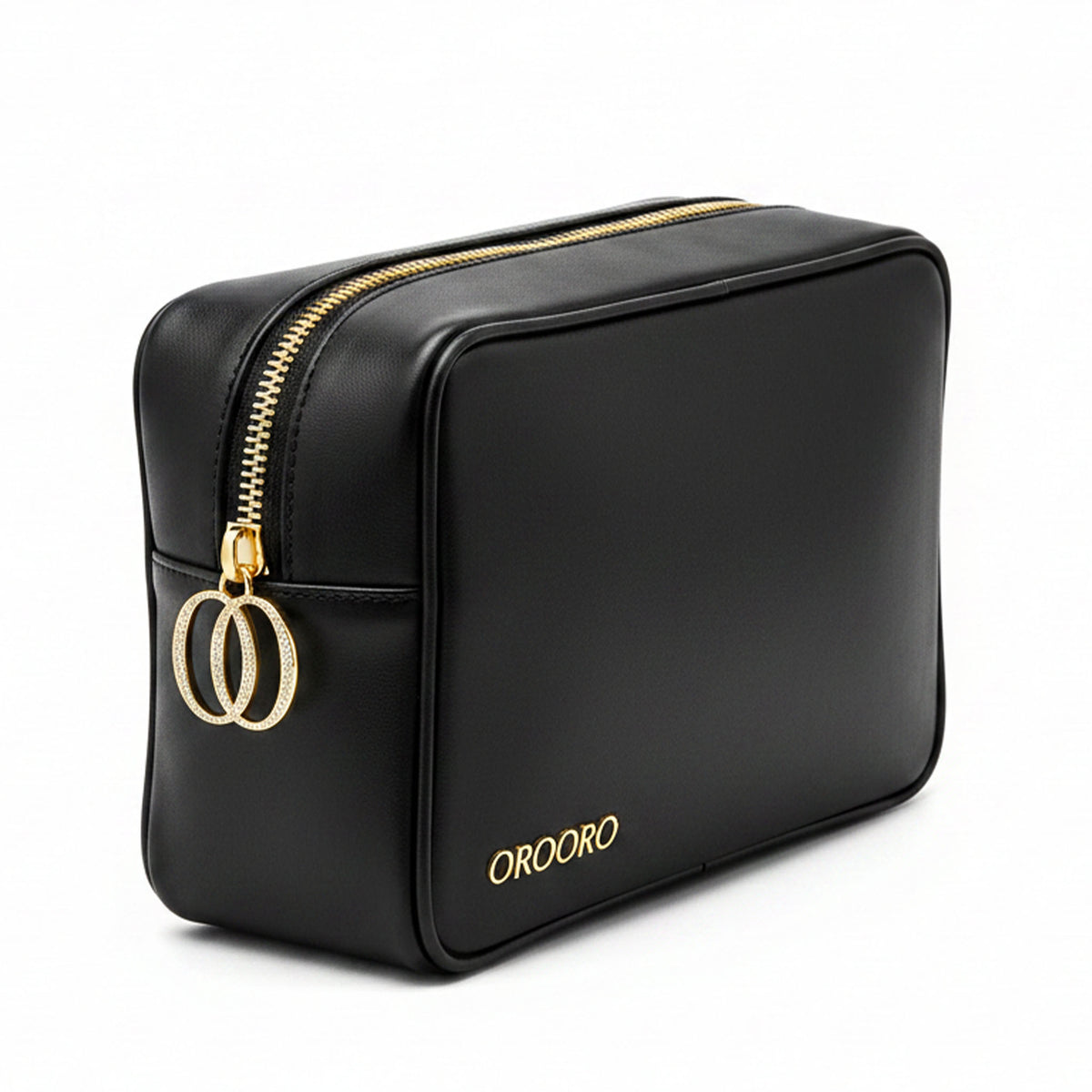 Beauty Case Zip Nappa nero con charm OO gold – Collezione Desiderium OROORO®