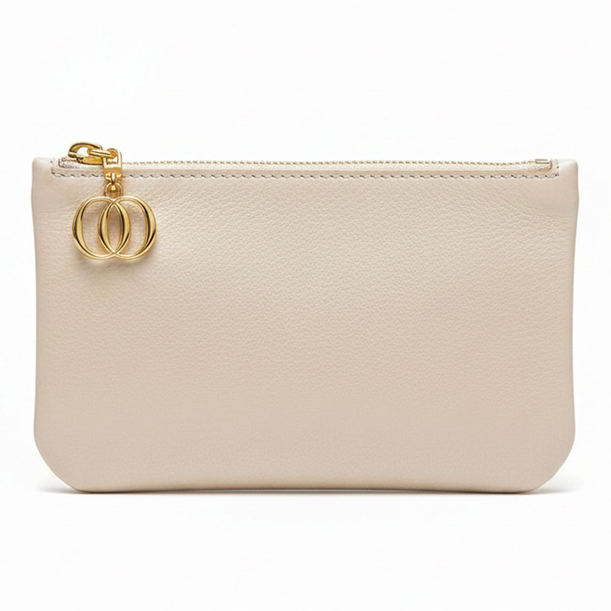 Borsello Zip Nappa Oyster off-white con charm OO gold – Collezione Desiderium OROORO®