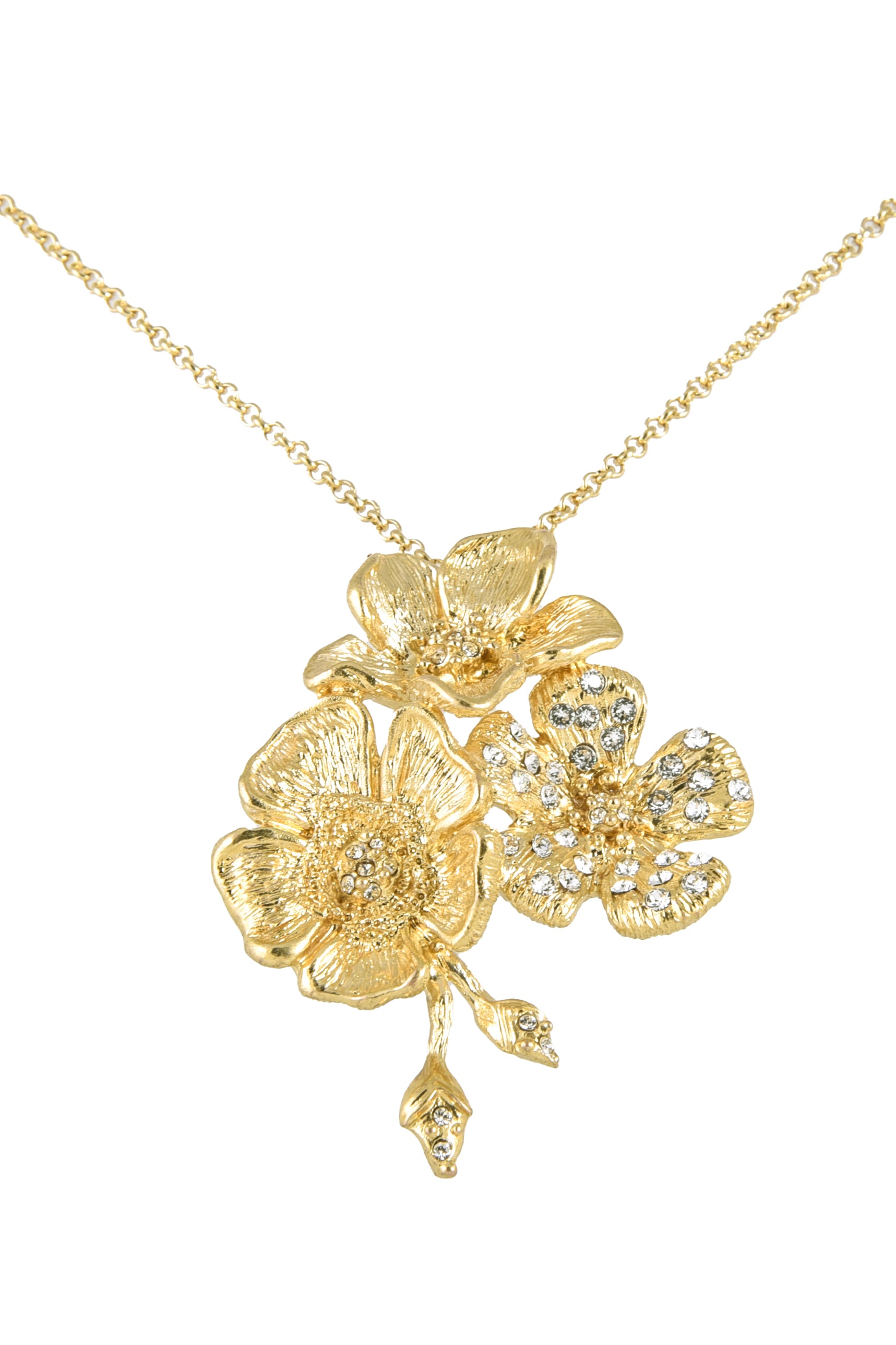 Collana Rose con pendente a tre Luminosi fiori impreziositi da swarovski