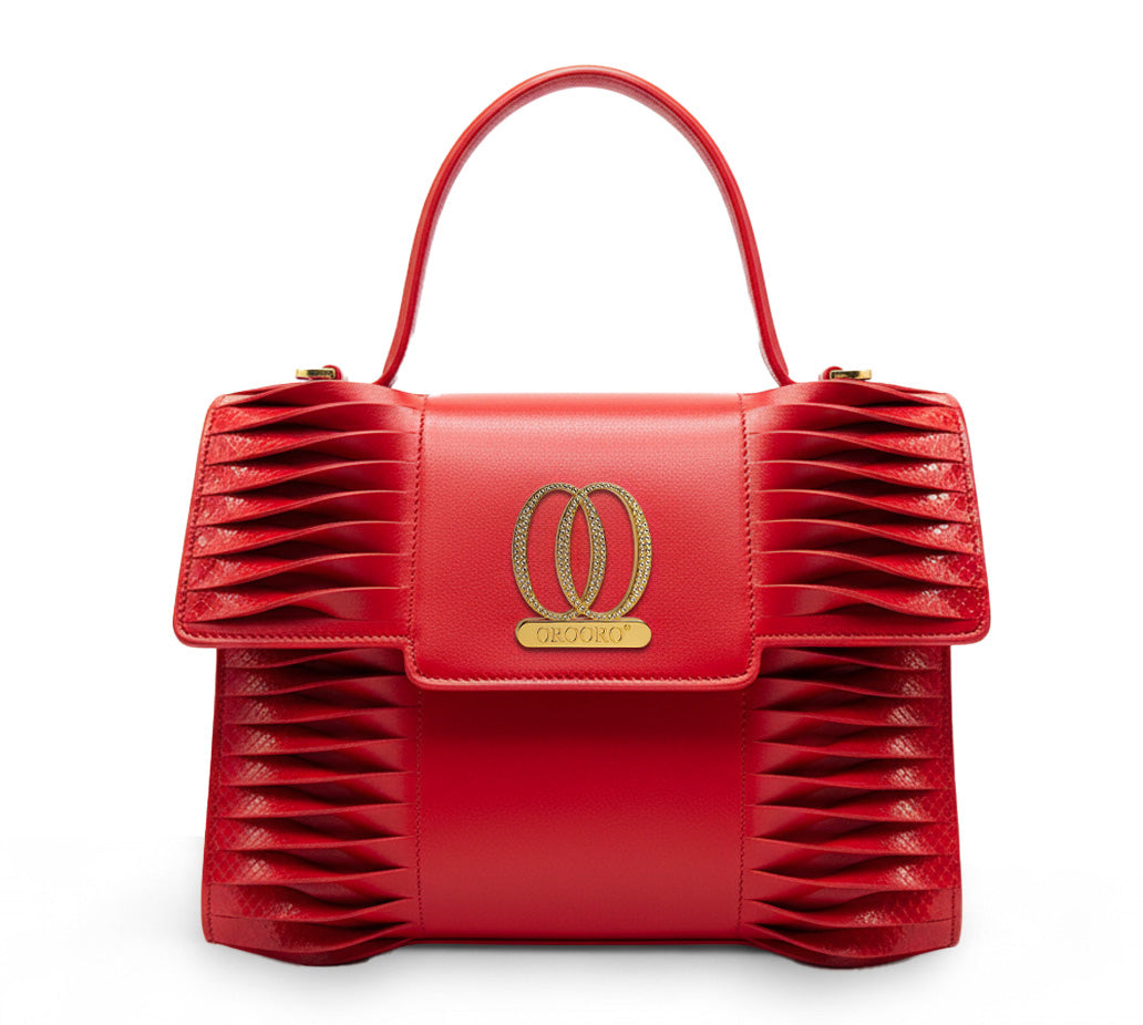 Borsa Divina in Pelle Nappa morbida e rettile, con accessorio di pietre swarovski brillanti