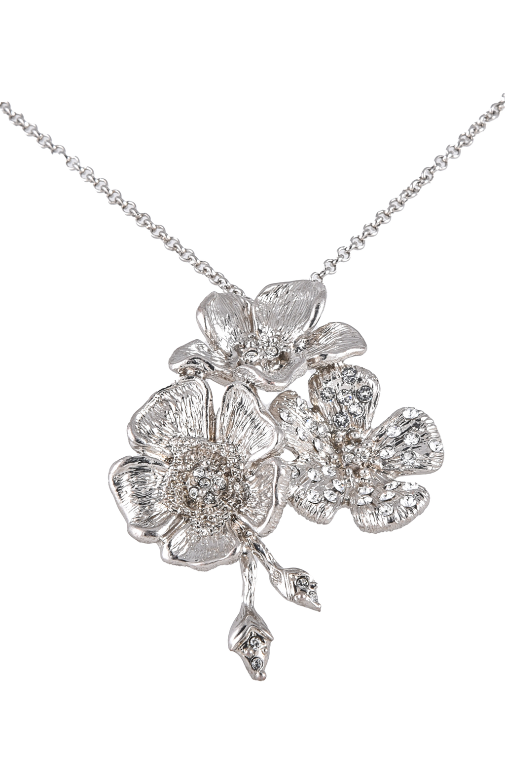 Parure Rose con Pendenti a tre luminosi fiori, impreziositi da pietre swarovski