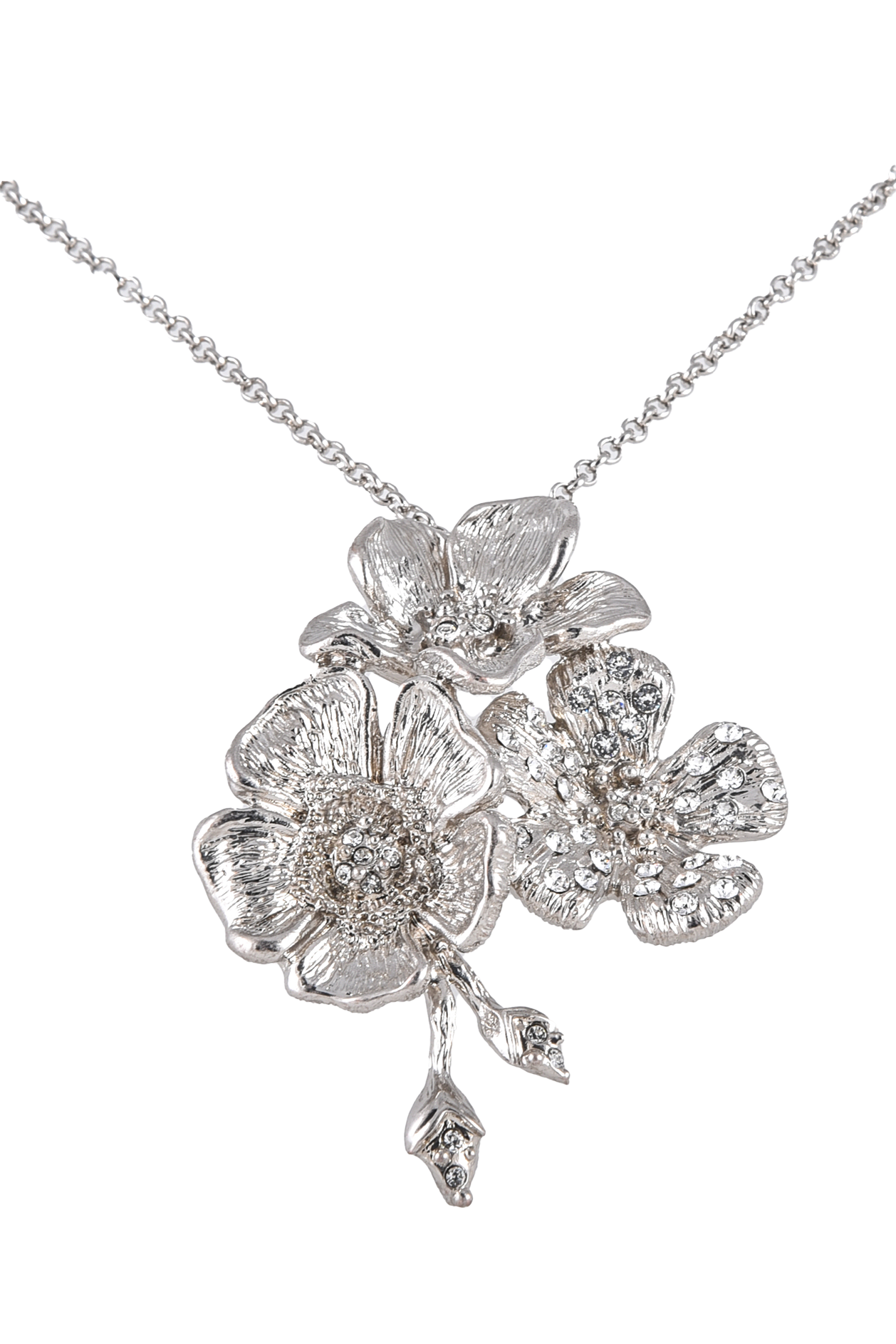 Parure Rose con Pendenti a tre luminosi fiori, impreziositi da pietre swarovski