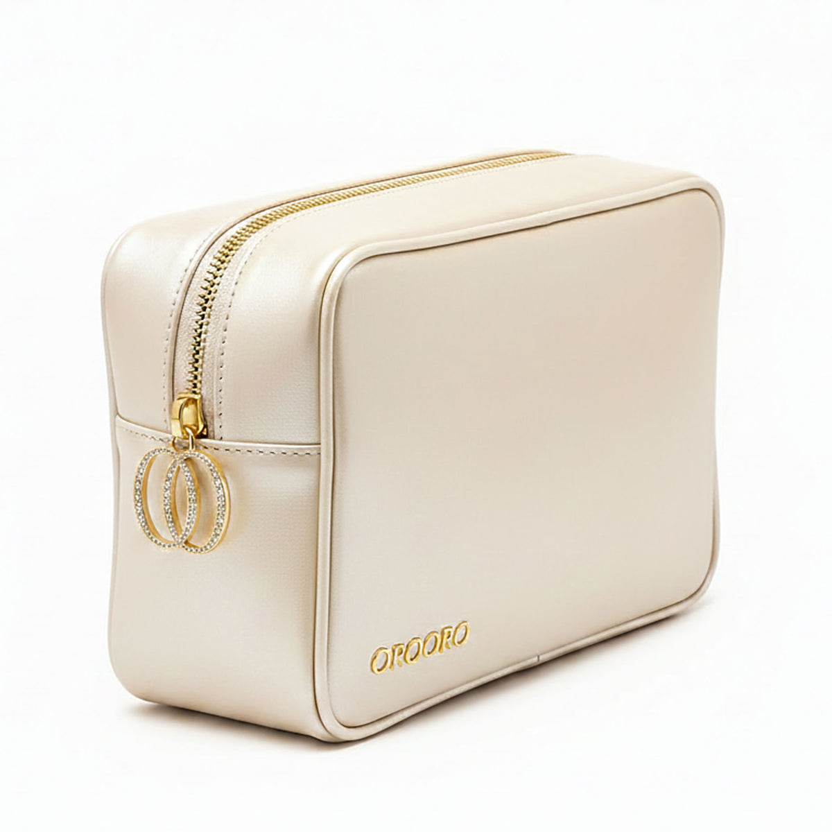 Beauty Case Zip Nappa Oyster off-white con charm OO gold – Collezione Desiderium OROORO®