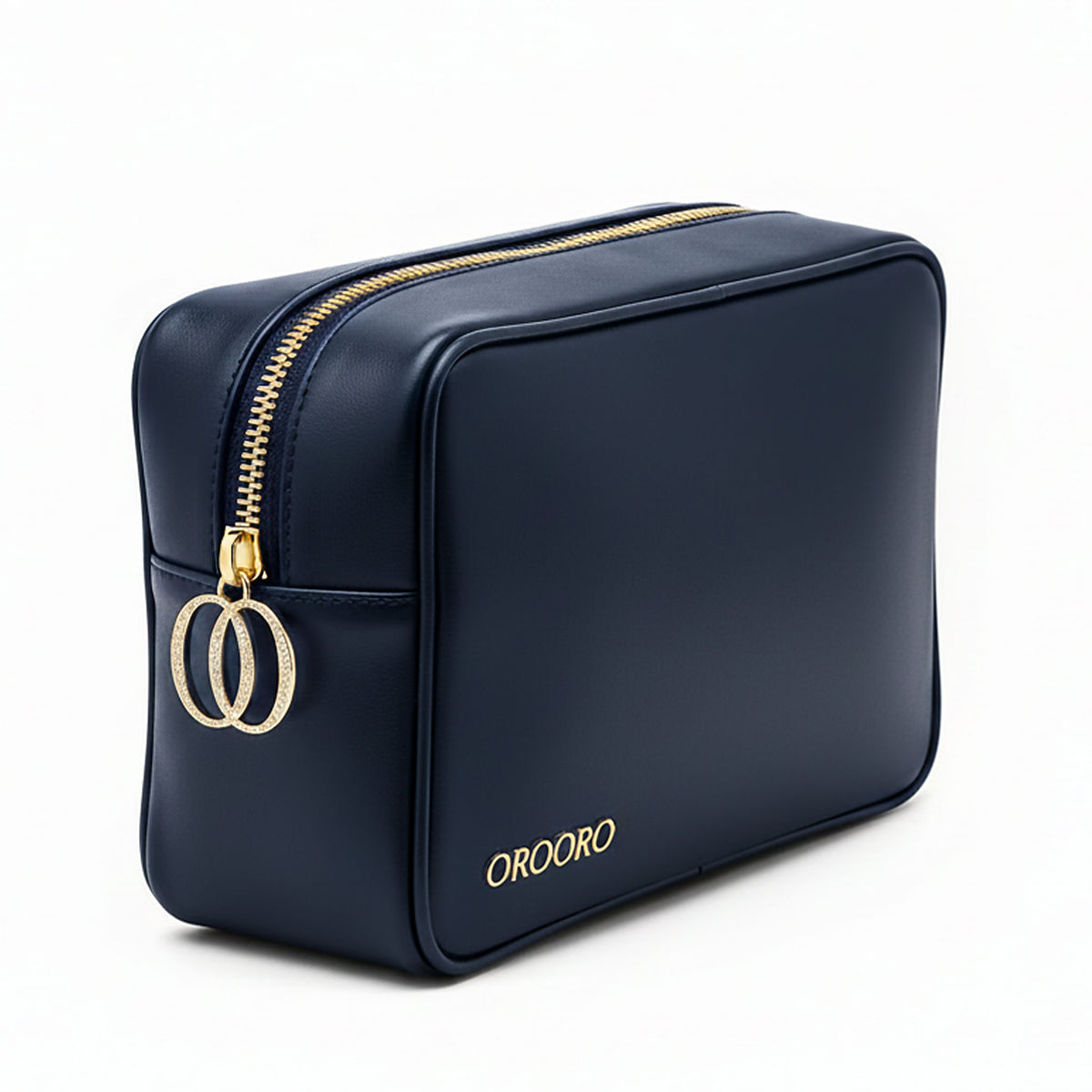 Beauty Case Zip Nappa Deep Navy con charm OO gold – Collezione Desiderium OROORO®