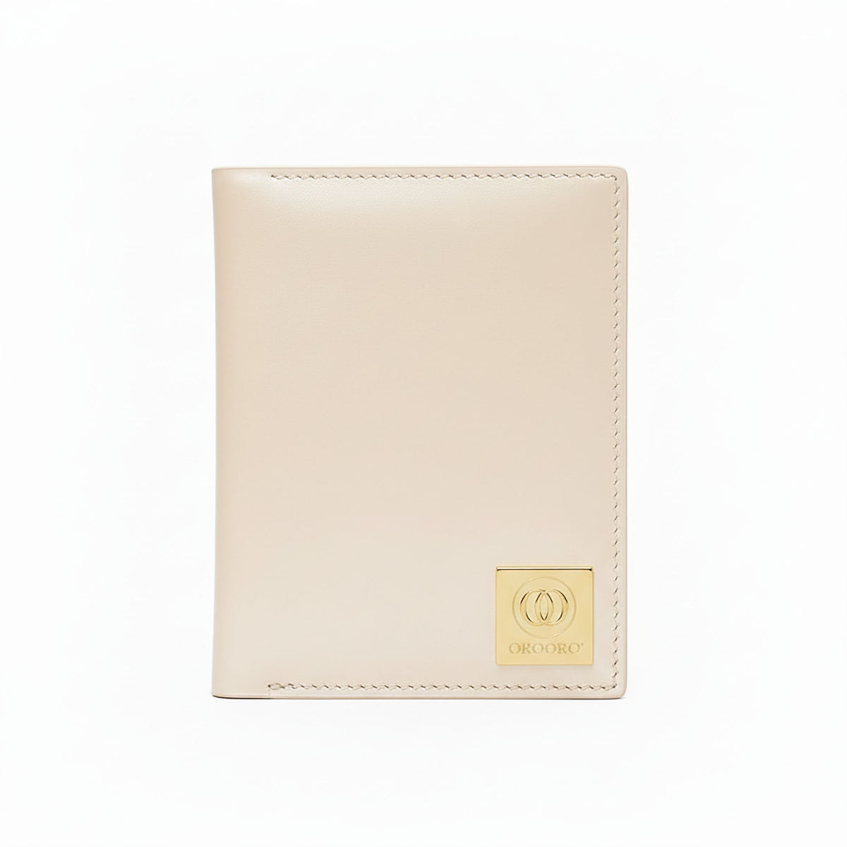 Porta passaporto OROORO® oyster in pelle liscia con placchetta OO gold