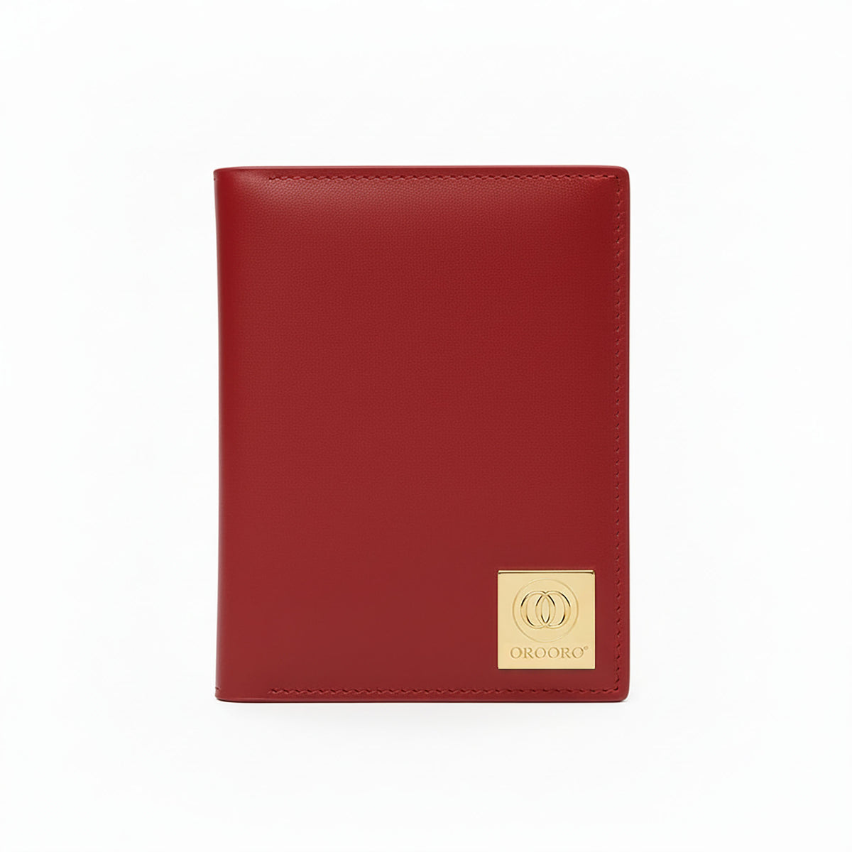 Porta passaporto OROORO® rosso Phonebox in pelle liscia con placchetta OO gold