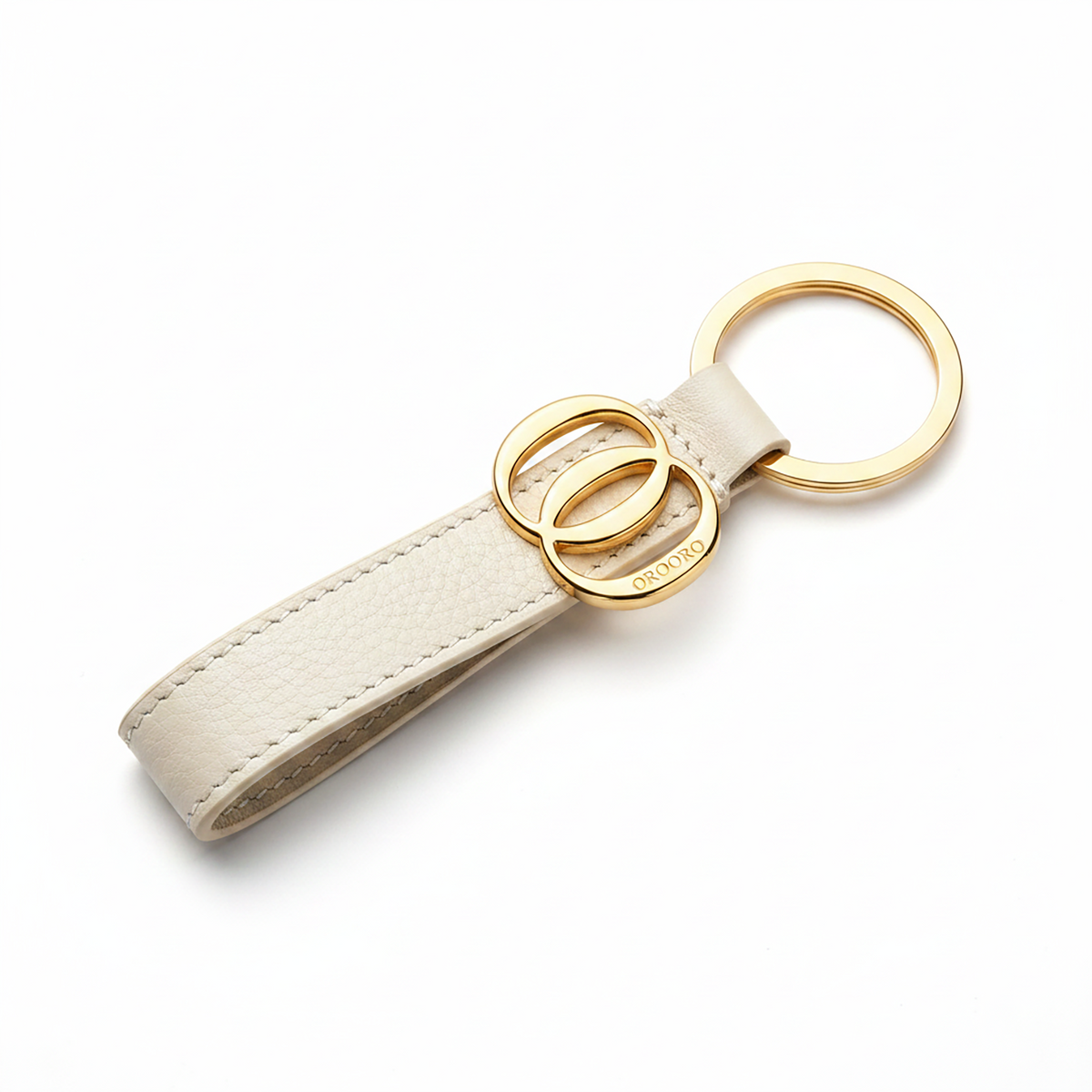 Portachiavi Charm OO OROORO® in nappa Oyster con charm e anello gold