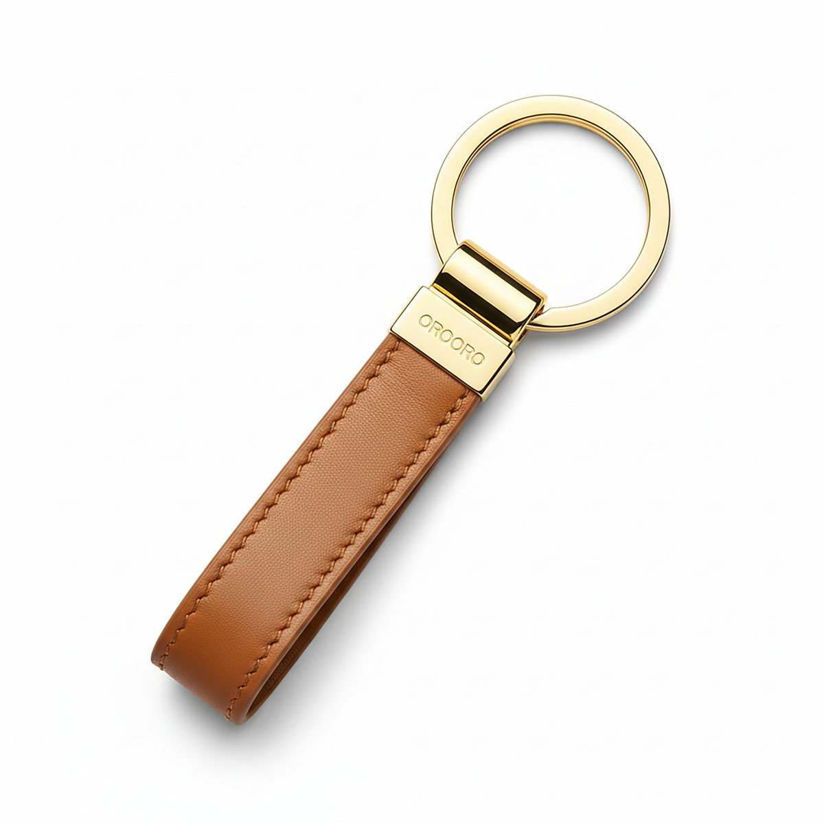 Portachiavi Classico OROORO® in pelle nappa Praline con anello e placchetta gold, foto prodotto su sfondo bianco