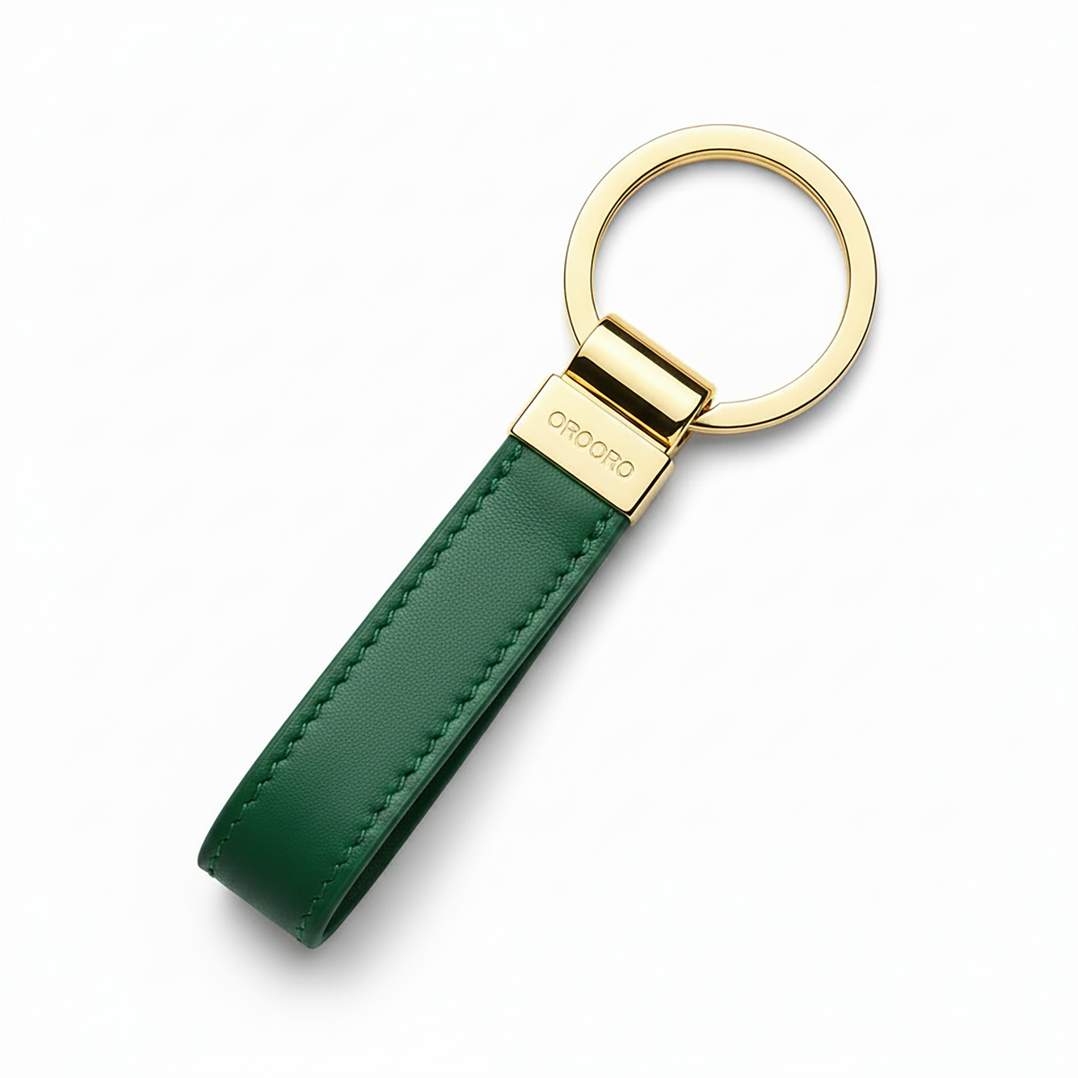 Portachiavi Classico OROORO® in pelle nappa Pixie con anello e placchetta gold, foto prodotto su sfondo bianco