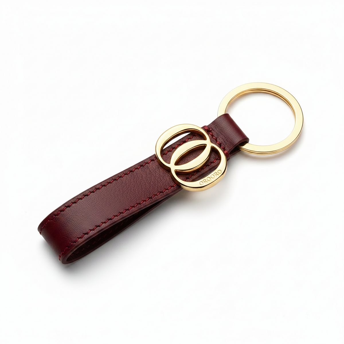 Portachiavi Charm OO OROORO® in nappa Phonebox Red con charm e anello gold