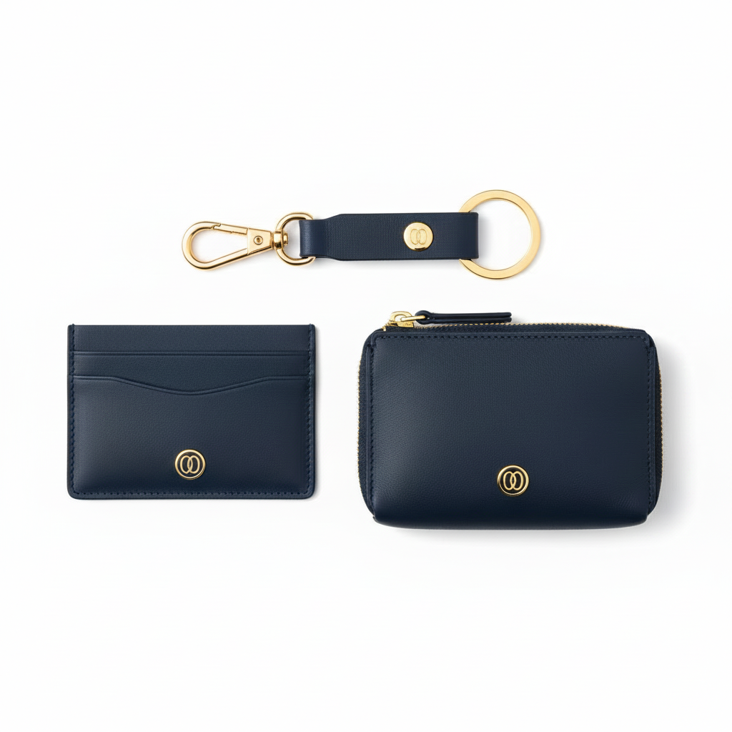 Set Coordinato OROORO® Desiderium in Pelle Nappa Deep Navy